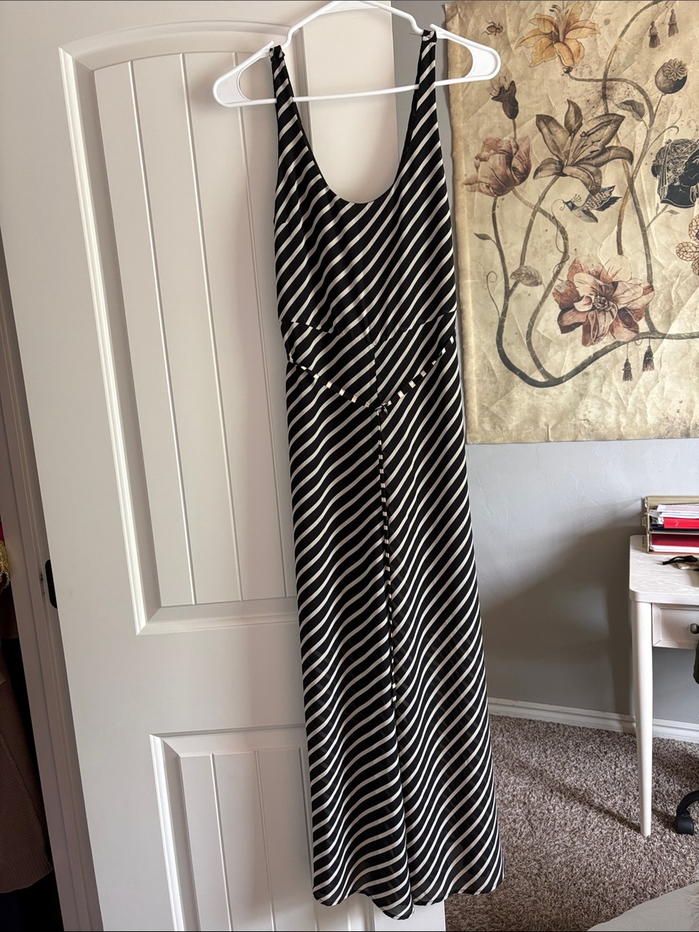 H&M Black and White Striped Sleeveless Jumpsuit